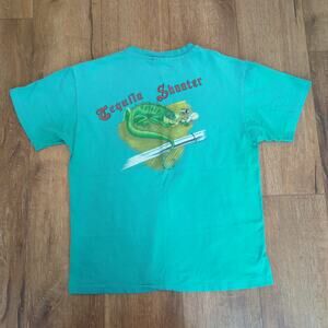 VTG Tequila Shooter Lizard Adult Large Shirt Alcohol Beer Reptile Snake Teal